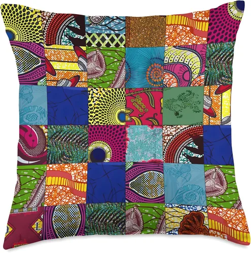 Miniatura 5 de Nativ Hand Ankara Kitenge - Almohada de retazos con estampado de cera africana, 16 x 16, multicolor