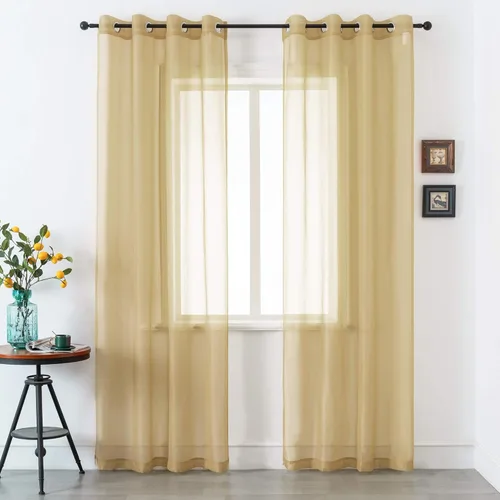 Miniatura 9 de DUALIFE Cortinas Amarillas de 72 Pulgadas de Largo para Dormitorio Juego de 2 Paneles con Ojales Ventana Semi Voile Filtrado de Luz Cortinas