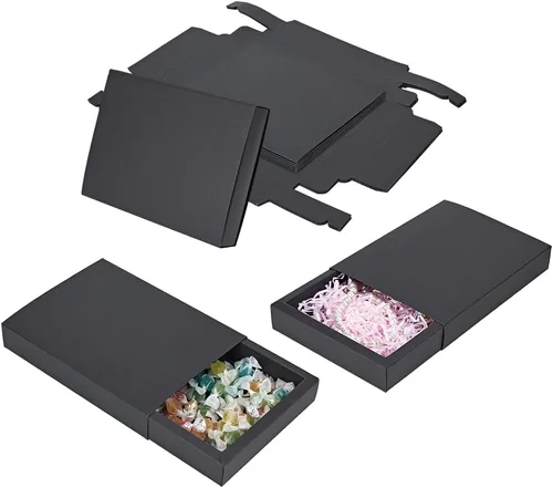 Miniatura 35 de BENECREAT Paquete de 30 cajas rectangulares de papel kraft marrón de 3.3 x 2.3 x 1 pulgadas con ventana transparente para regalos de boda, fiesta