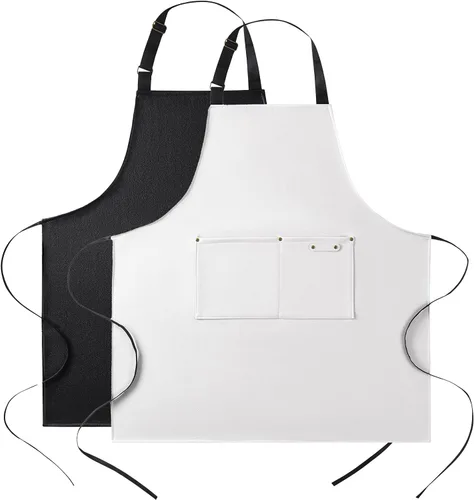 Miniatura 10 de eywlwaar Delantal impermeable de poliuretano con 2 bolsillos grandes, delantal ajustable a prueba de aceite para cocina, lavavajillas, cocina, 29.92