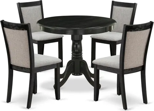 Miniatura 18 de East West Furniture ANMZ3-AB6-06 - Juego de mesa y sillas de cocina de 3 piezas contiene una mesa de comedor redonda con pedestal y 2 sillas
