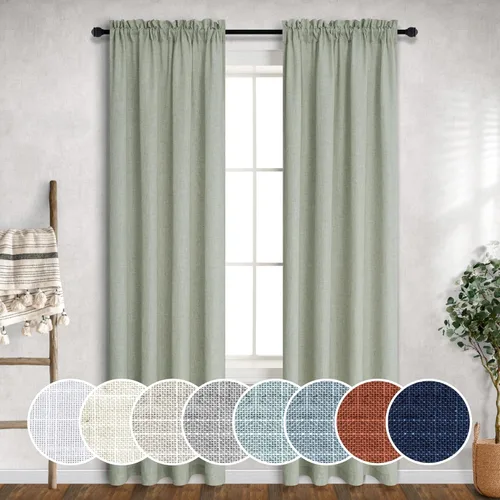 Miniatura 81 de Cortinas blancas puras de 38 pulgadas de ancho para dormitorio, juego de 2 paneles de cortinas de privacidad con bolsillo para barra, cortinas
