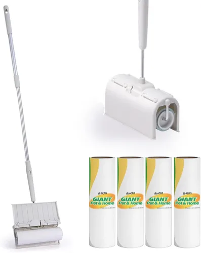 KN Flax Aegis - Rodillo de pelusa gigante para mascotas y hogar, rodillo de pelusa grande con mango largo extensible, 6.3 pulgadas de ancho con 240