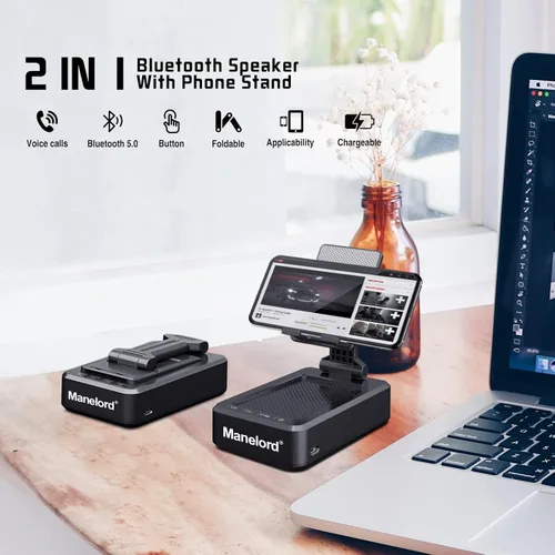 Miniatura 2 de Soporte para teléfono celular con altavoz Bluetooth inalámbrico compatible con iPhone/Samsung/iPad, soporte de teléfono de diseño antideslizante