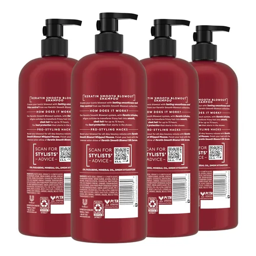 Miniatura 2 de TRESemmé Champú 4 unidades de queratina suave transformando cabello rebelde, formulado con disciplina laminar, 28 onzas líquidas