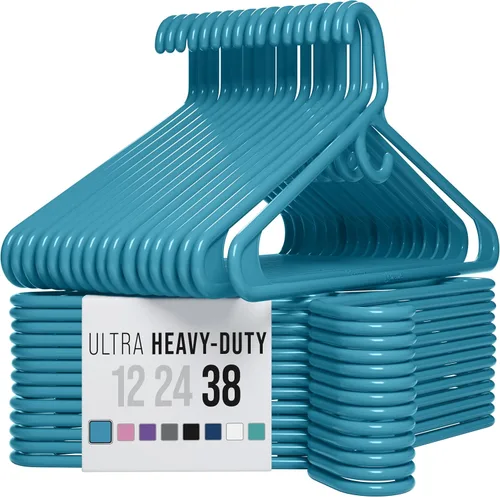 NEATERIZE Perchas de ropa de plástico ultra resistentes - Azul - Perchas duraderas para abrigos, trajes y ropa. Perchas De Ropa (paquete de 38 -