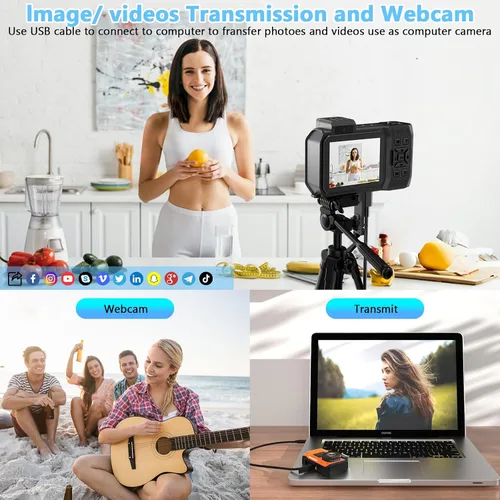 Miniatura 6 de Cámara Digital Impermeable 8K para Esnórquel: 70MP 33FT Cámara Subacuática Compacta Resistente HD de Doble Pantalla con Zoom de 18X Selfie, Tarjeta