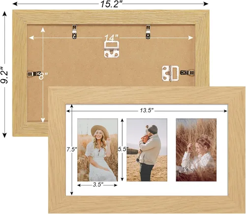 Miniatura 499 de Marcos de Fotos Collage de 13.5X15.5 con 7 Aberturas para Fotos de 4X6, Marco de Fotos Múltiples con Paspartú para Decoración de Pared, Grano