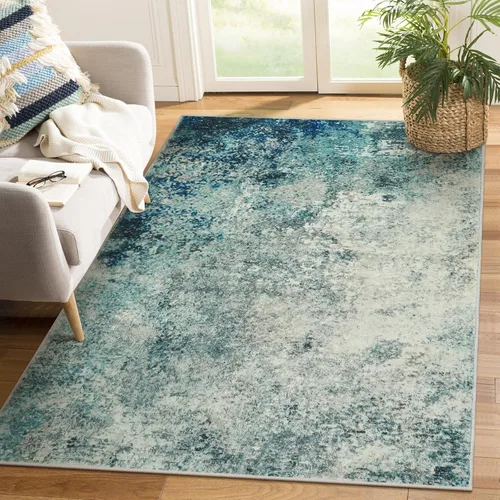 Miniatura 20 de Lahome Alfombra redonda moderna abstracta de 3 pies, color azul, lavable, de 3 x 3 pies, para cocina, entrada, suave, pequeña, antideslizante