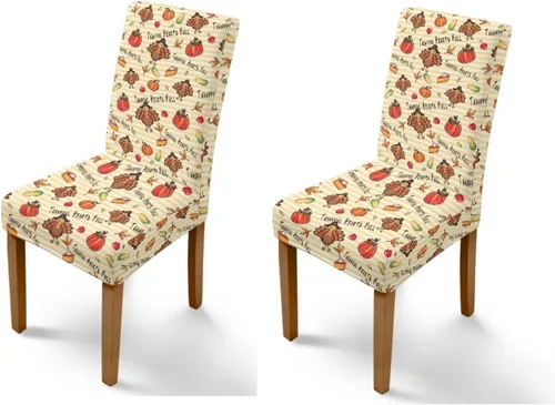 Miniatura 50 de Rnyleeg Thanksgiving Chair Covers for Living Room No Arms Turkey Pumpkin Stretch Dining Chair Covers Set of 6 Soft Washable Kitchen Chair Protector