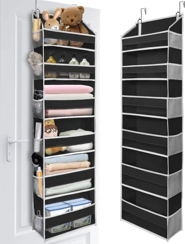 Miniatura 14 de ULG Organizador para colocar sobre la puerta, 5 niveles extra grande para colgar con 10 bolsillos de malla, organizador de puerta para guardería