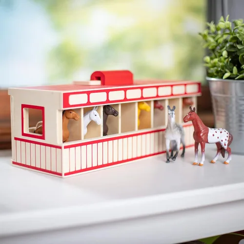 Miniatura 8 de Establo de madera de juguete con 8 caballos, de Melissa & Doug
