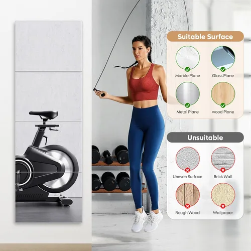 Miniatura 5 de 4 azulejos de espejo de longitud completa de 12 x 12 pulgadas, espejos de plástico acrílico para montar en la pared, para gimnasio en casa, cuerpo