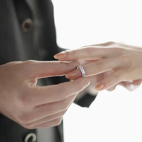 Miniatura 6 de DAILI Anillo giratorio unisex, anillo de acero inoxidable para ansiedad inspirador para mujeres y hombres, talla 6 a 10