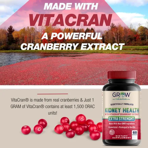 Miniatura 5 de grow vitamin Suplemento premium de limpieza renal – Potente fórmula de apoyo renal con extracto de arándano que ayuda a apoyar riñones saludables