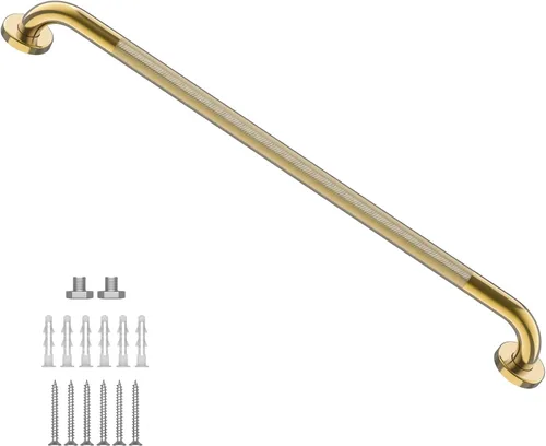 Miniatura 31 de Barra de agarre de ducha de níquel cepillado con agarre moleteado antideslizante de 36 pulgadas, barras de agarre de baño de acero inoxidable, barra
