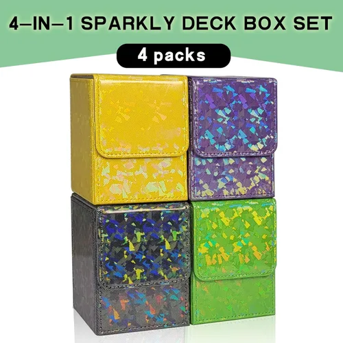 Miniatura 2 de Dmoicols 4 Paquetes Caja de Mazos de Cartas Contiene 400+ Cartas con Fundas Individuales, Caja de Almacenamiento de Cartas de Material Láser