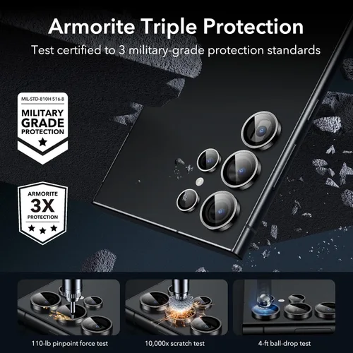 Miniatura 2 de ESR Protector de lente de cámara para Samsung Galaxy S24 Ultra, protectores de lente individuales, vidrio templado ultrafino resistente a