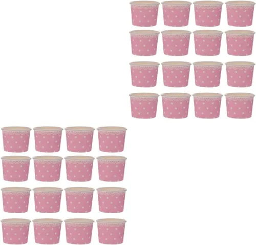 Miniatura 9 de Paquete de 100 tazas desechables de postre de color rosa de 3.9 pulgadas, cuencos de papel para helado de helado, budín, yogur, fiesta, boda