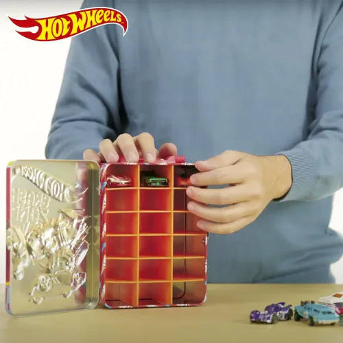 Miniatura 7 de Hot Wheels Bolsa de metal para automóvil a escala 1:64, 18 juguetes de almacenamiento y organizador, regalo para coleccionistas, niños a partir de 3