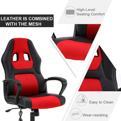 Miniatura 5 de Silla para videojuegos, sillón de oficina con masajeador, sillón de escritorio ergonómico, sillón de videojuegos de piel sintética y ajustable