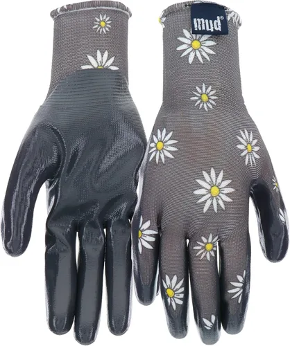 Mud Grip - Guantes de jardinería para mujer con revestimiento de nitrilo plano y revestimiento de nitrilo Gris