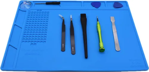 Miniatura 6 de S130 - Tapete de trabajo de reparación de silicona con aislamiento térmico antiestático para soldadura y reparación de computadoras, tamaño 13.8 x