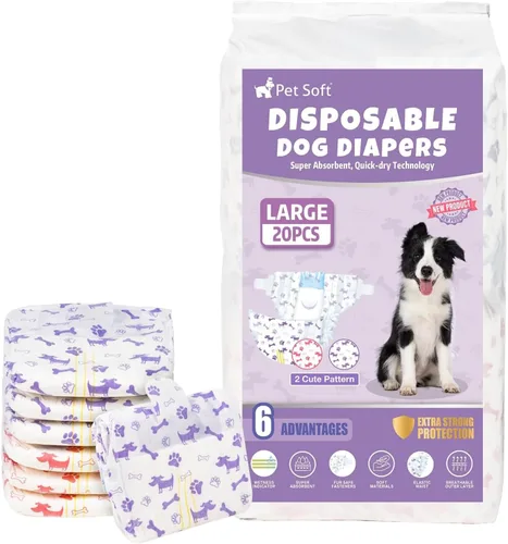 Pet Soft Pañales desechables para perras - Pañales para perros con indicador de humedad, pañales súper absorbentes para cachorros y gatos, aptos