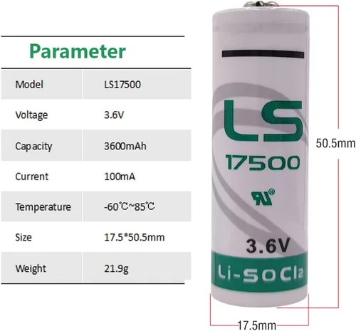 Miniatura 3 de 5 baterías de litio LS17500 (ER17500) de 3.6 voltios A (3600 mAh) de repuesto para respaldo de emergencia LS17500