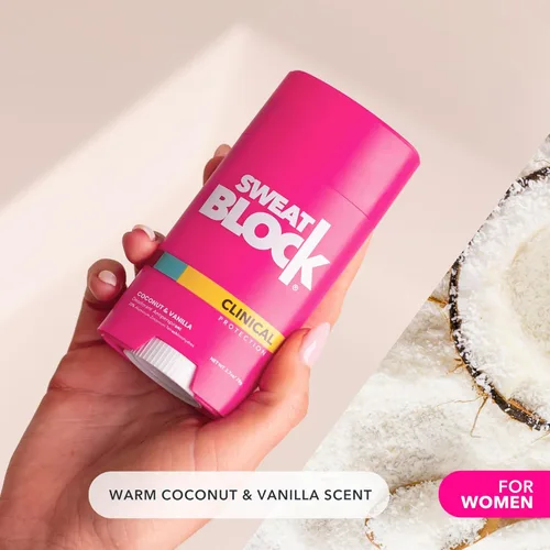 Miniatura 5 de SweatBlock Deodorante de Fuerza Clínica para Mujeres Aroma de Coco y Vainilla 48 Horas de Protección contra el Sudor y el Olor Fórmula de Uso Diario