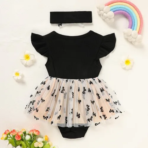 Miniatura 2 de GRNSHTS Traje de bebé niña 1er cumpleaños traje acanalado tul mameluco princesa pastel Smash sesión de fotos ropa + diadema