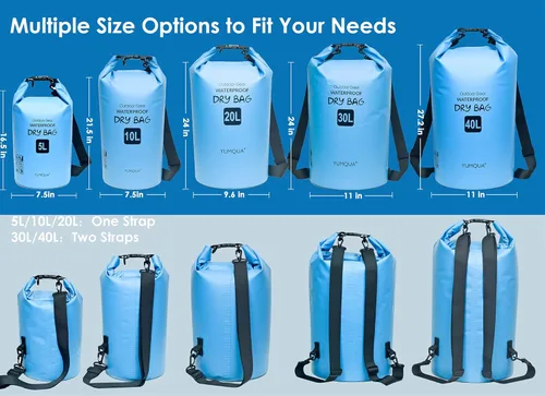 Miniatura 2 de YUMQUA Bolsas secas impermeables 5L/10L/20L/30L/40L para mujeres y hombres, bolsa seca flotante enrollable bolsa de almacenamiento impermeable