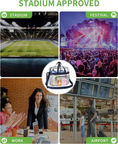 Miniatura 75 de MAY TREE Bolsa transparente para eventos en estadios de 12 x 6 x 12 pulgadas, bolsa de almuerzo transparente con correas reforzadas para trabajo