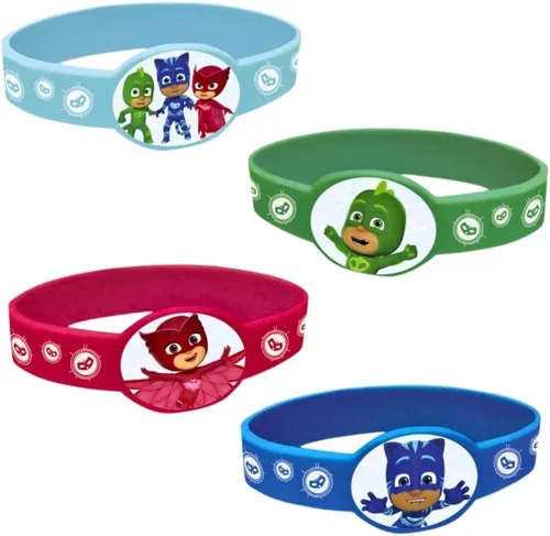 Unique Pulseras elásticas de PJ Masks de colores surtidos (4 unidades) - Divertidas y duraderas, regalos de fiesta perfectos para los fanáticos de