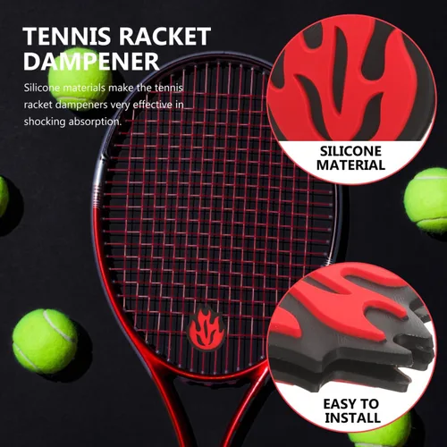 Miniatura 6 de BESPORTBLE Raqueta de tenis, amortiguador de vibraciones, raqueta de cuerda, amortiguador de choque de silicona en forma de fuego, 6 uds