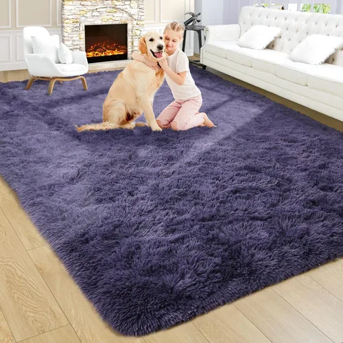 Miniatura 15 de Noahas - Alfombra suave y afelpada para habitación de niña y sala de estar, colorida, decoración para guardería, teñido anudado arcoíris, azul