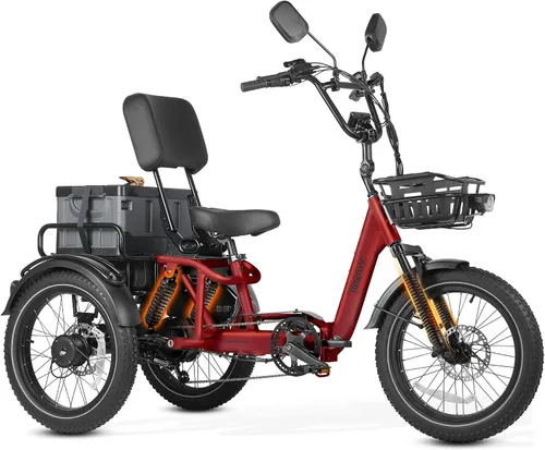 Miniatura 12 de Full Suspension Folding Electric Tricycle for Adults, Aluminum Alloy, Torque Sensor, 20MPH 100Miles 20×3 inch Fat Tire Electric Trike, 1200W 48V