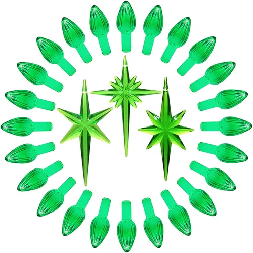 Miniatura 11 de Bombillas de Luces de Repuesto para Árbol de Navidad de Cerámica, Clavijas de Plástico con Giro Mediano Azul Aguamarina, Adornos para Árbol