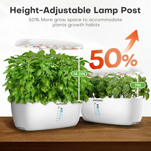 Miniatura 6 de Ahopegarden Sistema de cultivo hidropónico de jardín interior: 12 cápsulas Kit de germinación de plantas Kit de jardín de hierbas Lámpara de Blanco