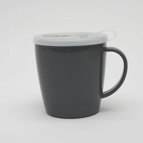 Miniatura 5 de Taza y tapa con un agujero para pajilla, para niños, enfermería, viajes, sin BPA, no tóxico, horno de microondas, apto para lavavajillas, Gris