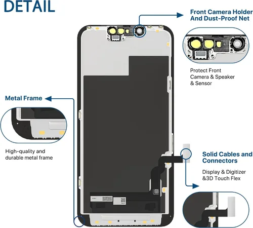 Miniatura 7 de EXW Pantalla de repuesto para iPhone 13 de 6.1 pulgadas, digitalizador de pantalla LCD Full HD, pantalla táctil de calidad con herramientas