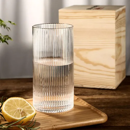 Miniatura 7 de INSETLAN Juego de 4 vasos de vidrio vintage, estilo origami, transparentes, estilo Origami, para bar, bebidas, café helado, jugo ondulado, 9.1 fl oz