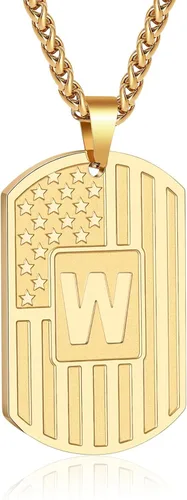 Miniatura 48 de Bellino Regalos de graduación – Collar con letra inicial de la A a la Z para hombres, niños, adolescentes, acero inoxidable, bandera estadounidense