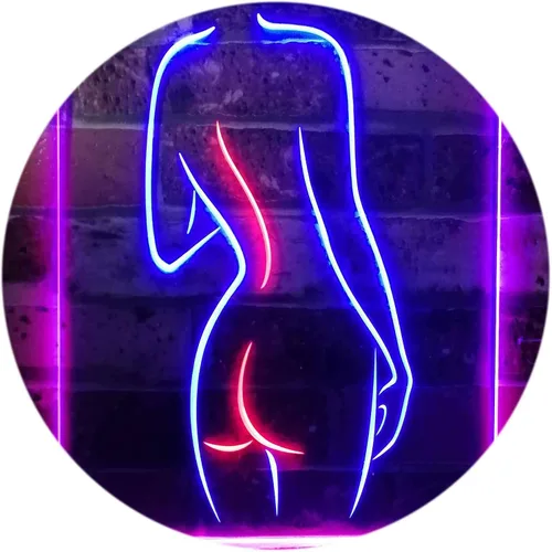 Miniatura 16 de ADVPRO Señal de neón LED de doble color con texto en inglés "Lady Back", diseño de cueva sexy para niñas, color azul y rojo, 12 x 16 pulgadas, azul