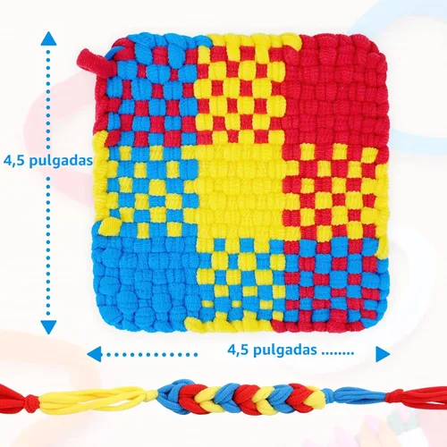 Miniatura 7 de PREBOX Kit de Telar de Tejer, Juguetes para Niños y Adultos, Aros para Agarraderas, Manualidades para Niñas de 6, 7, 8, 9, 10, 11, 12 Años, Telar