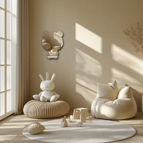 Miniatura 5 de Lindo espejo acrílico con diseño de oso antiarañazos, irrompible, inastillable, HD templado, espejos decorativos de pared para el hogar, oficina