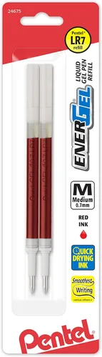 Miniatura 4 de Pentel Tinta de repuesto para bolígrafo de gel ENER-Gel y Lancelot, 0.028 in, punta de metal, tinta negra, paquete de 2 (LR7BP2A)