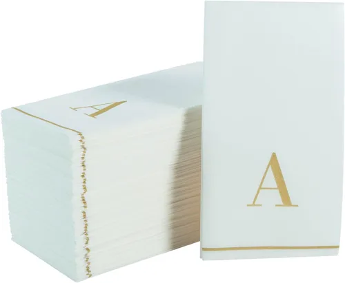 Miniatura 41 de Luxe Party Paquete de 56 servilletas con monograma, letra I inicial, desechables, aerolínea premium, sensación de lino, ajuste decorativo de mesa