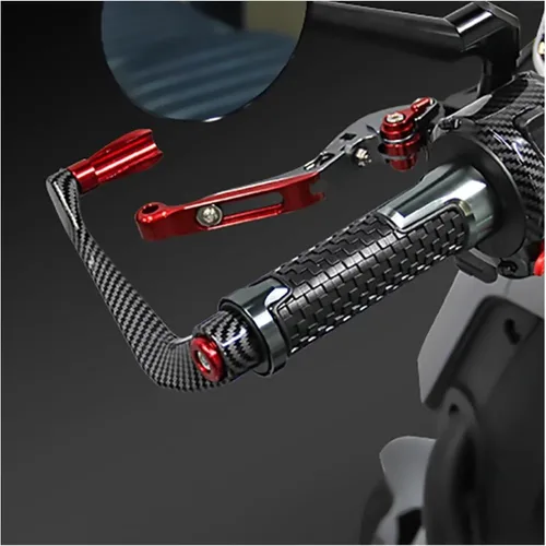 Miniatura 3 de Motocicleta para FZ 1 6 6N 6S 6R FZ07 FZ08 FZ09 FZ10 FZ16 FZ25 Agarres de manillar Freno Extremo Palanca de Embrague Protección (Color : Rojo)