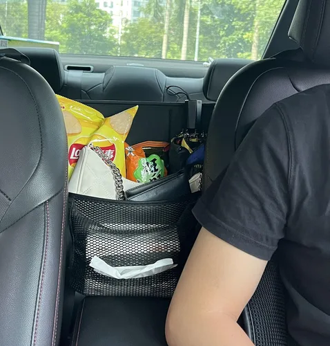 Miniatura 4 de JEYODA Organizador de asiento de ante para automóvil, bolsa de respaldo de asiento de alta capacidad, almacenamiento central para camionetas, SUV